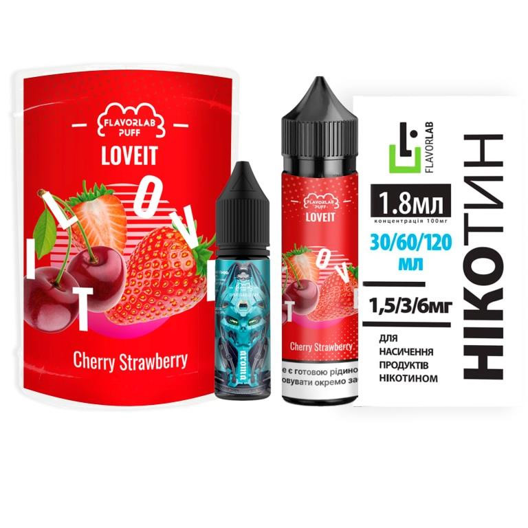 Купити Комплект для виготовлення рідини Love IT Organic 3/6 мг 60мл Cherry strawberry
