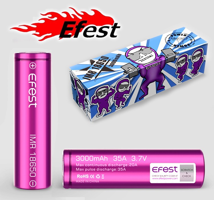 Купити Высокотоковый аккумулятор Efest IMR 35Amp 18650 3000mAh flat top